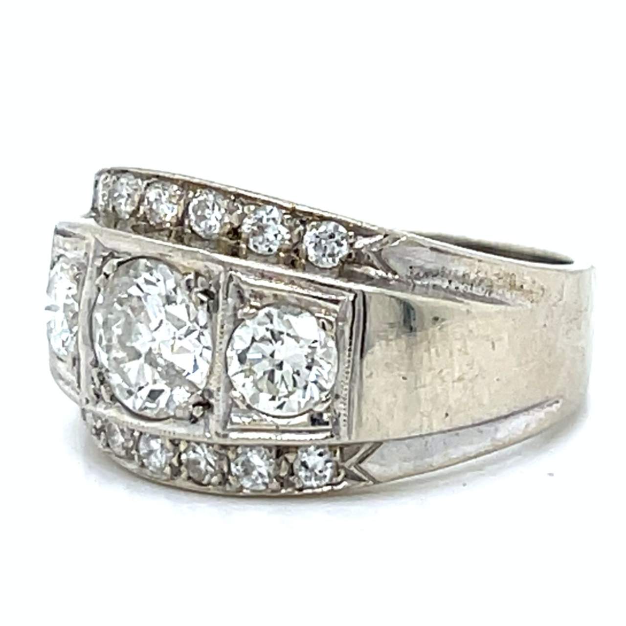 1950’s 14K White Gold Diamond Ring