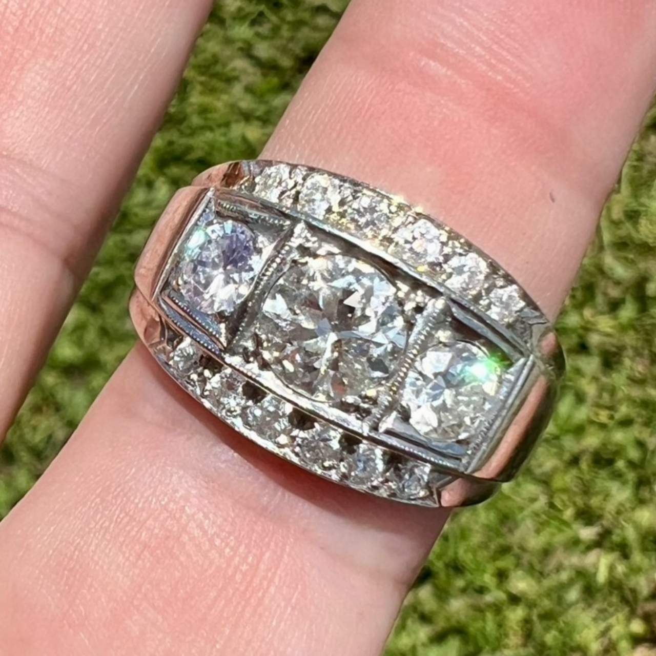 1950’s 14K White Gold Diamond Ring