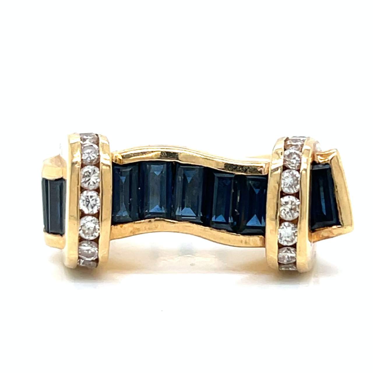 14K Yellow Gold Sapphire & Diamond Ring
