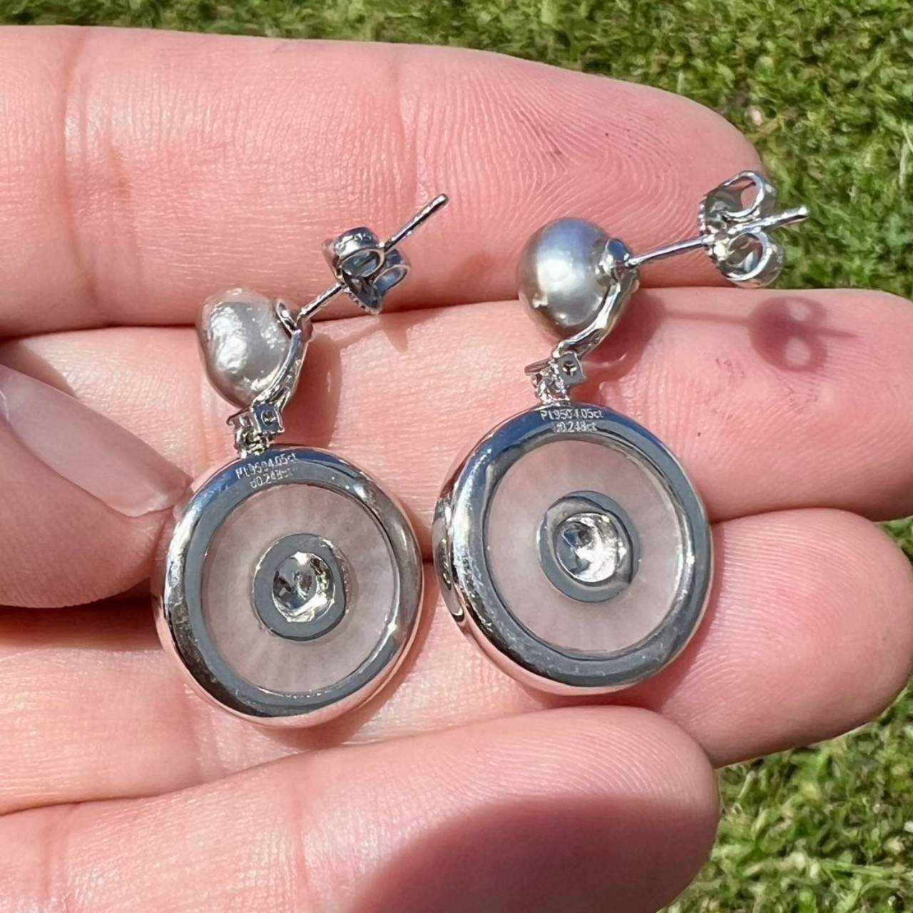FEI LIU Platinum Pearl & Diamond Earrings