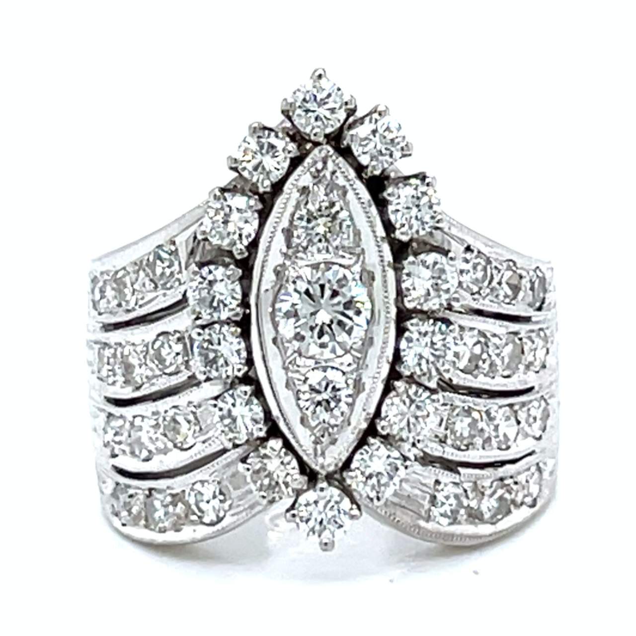 1950’s 14K White Gold 2.00 Ct. Diamond Ring