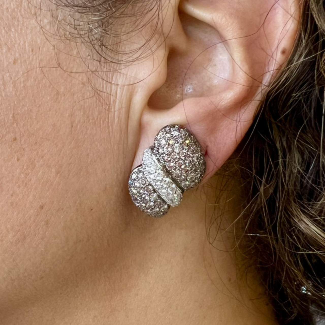 18K White Gold Pink Diamond Earrings