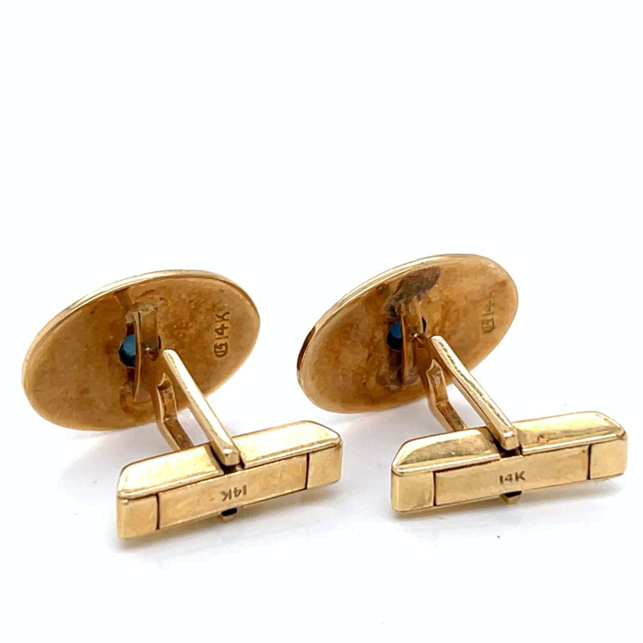 1960’s TIFFANY & CO. 14K Yellow Gold Sapphire Cufflinks