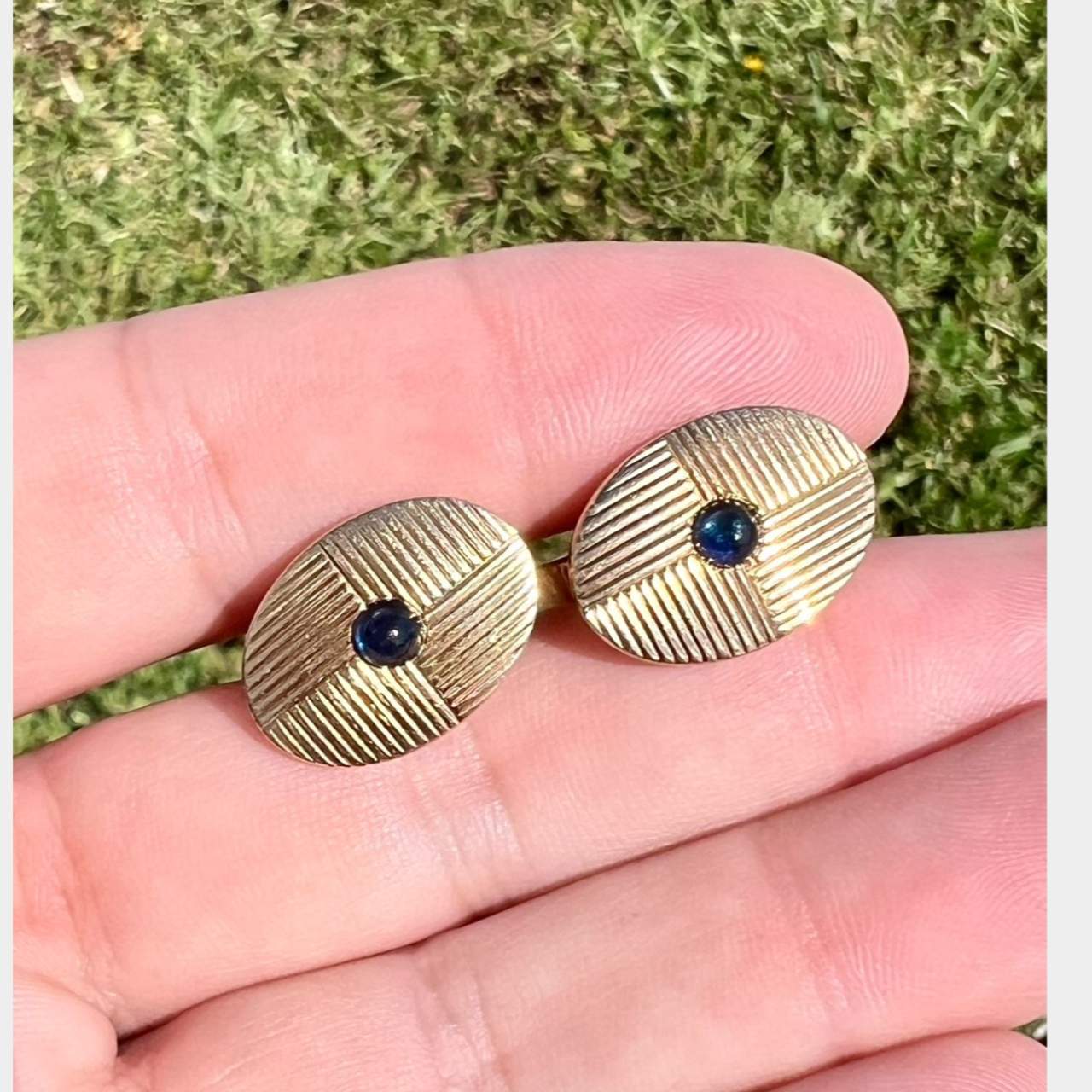 1960’s TIFFANY & CO. 14K Yellow Gold Sapphire Cufflinks