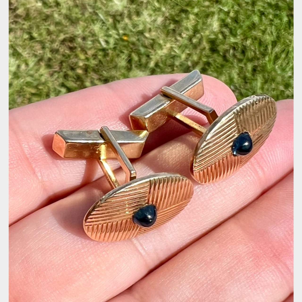 1960’s TIFFANY & CO. 14K Yellow Gold Sapphire Cufflinks