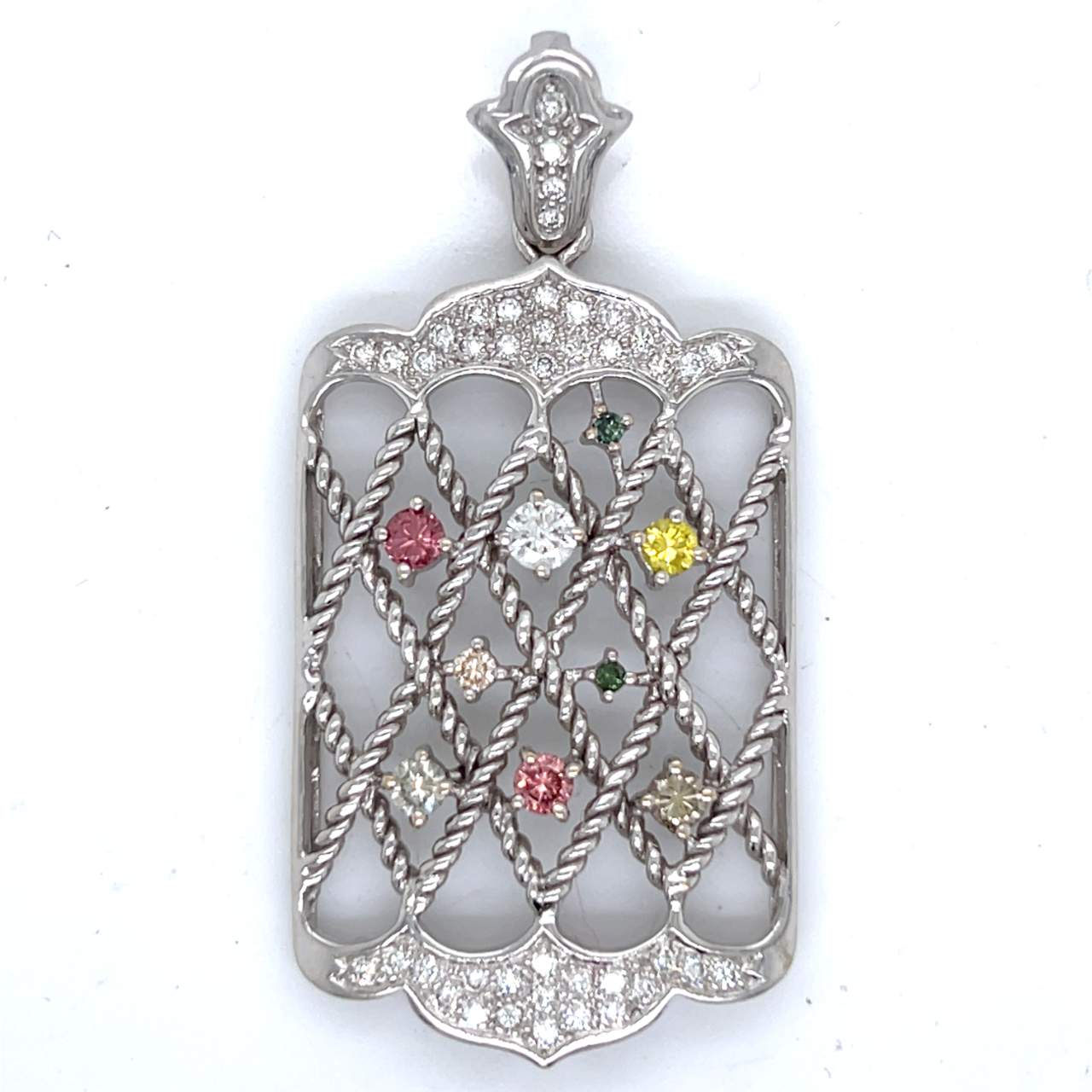 18K White Gold Color Diamond Pendant