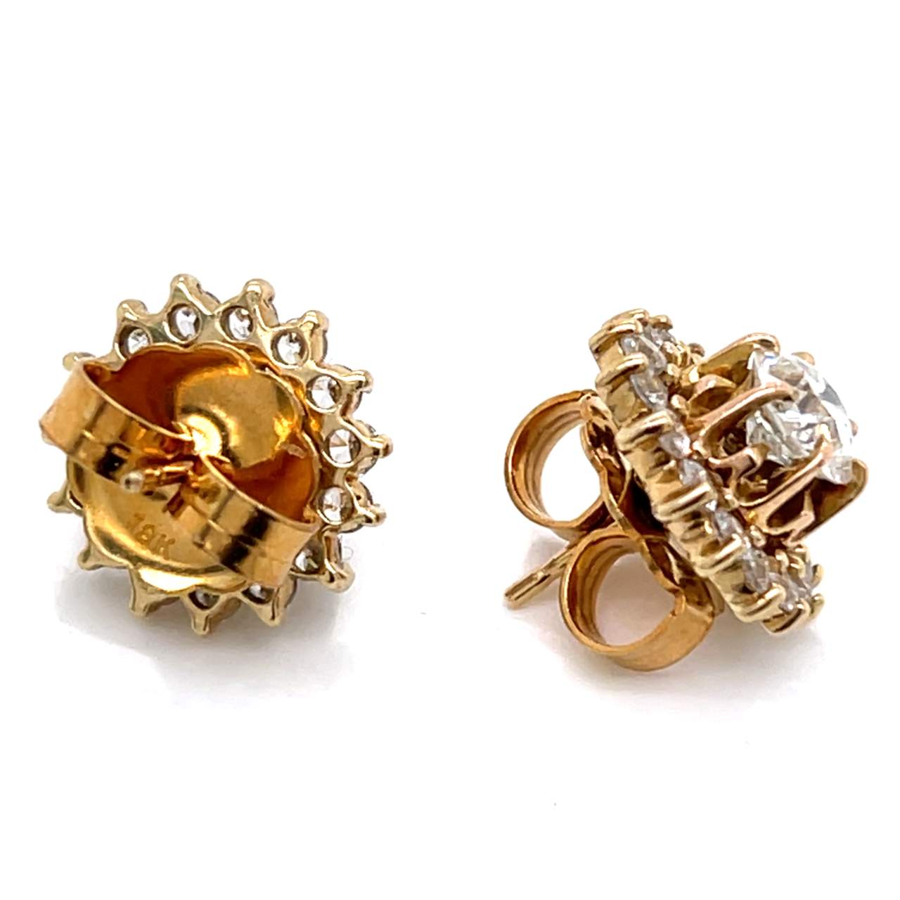 18K & 14K Yellow Gold Diamond Earrings with Diamond Earring Jackets