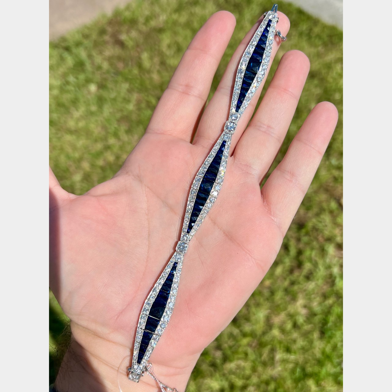 Art Deco Platinum Sapphire & Diamond Bracelet