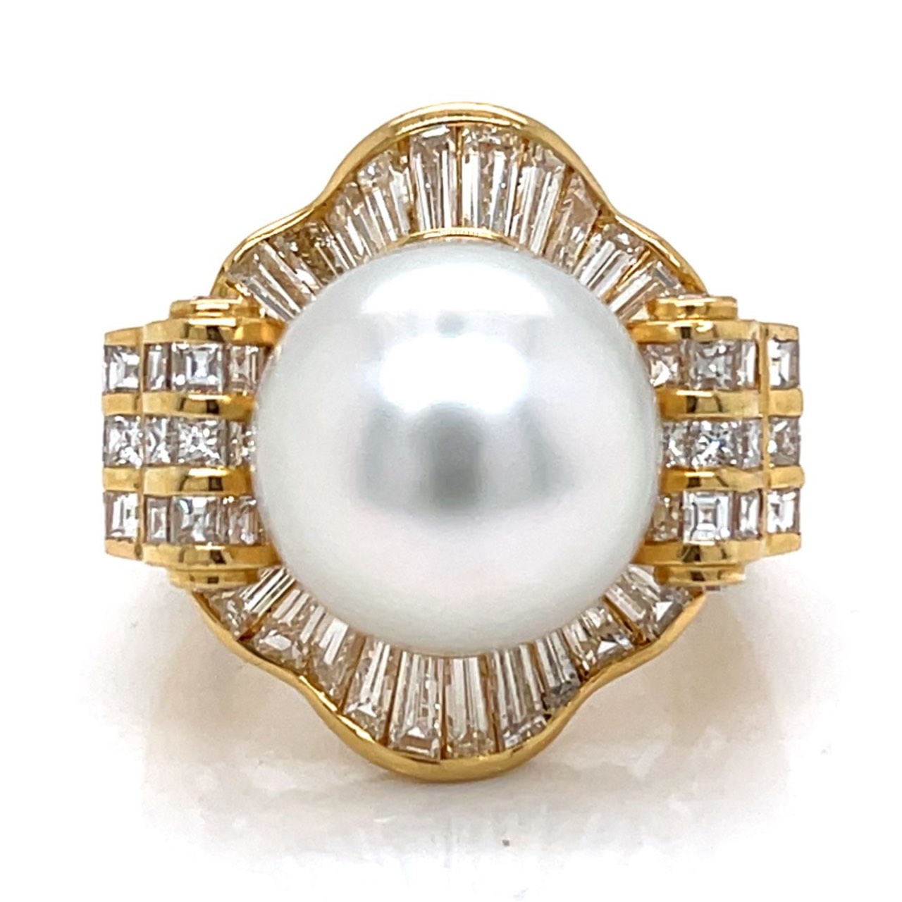18K Yellow Gold South Sea Pearl & Diamond Ring
