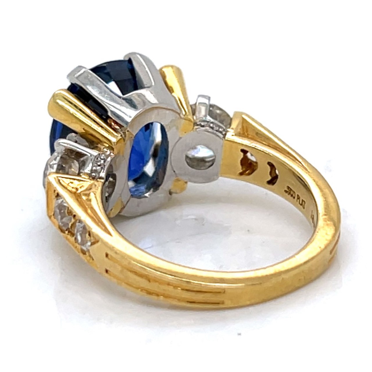 Platinum & 18K Yellow Gold AGL Certified 7.03 Ct. Sapphire & Diamond Ring