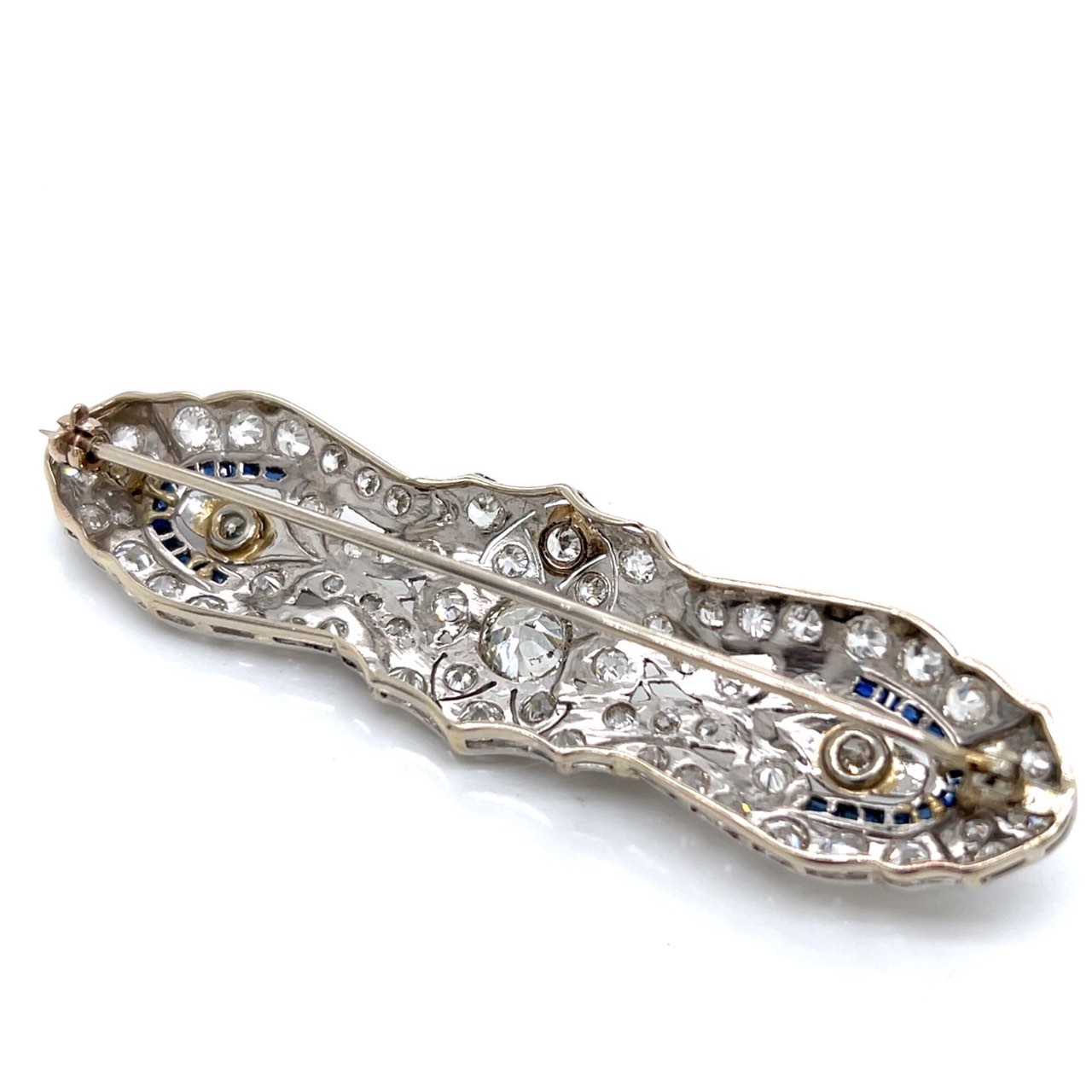 Art Deco 18K White Gold Diamond Brooch