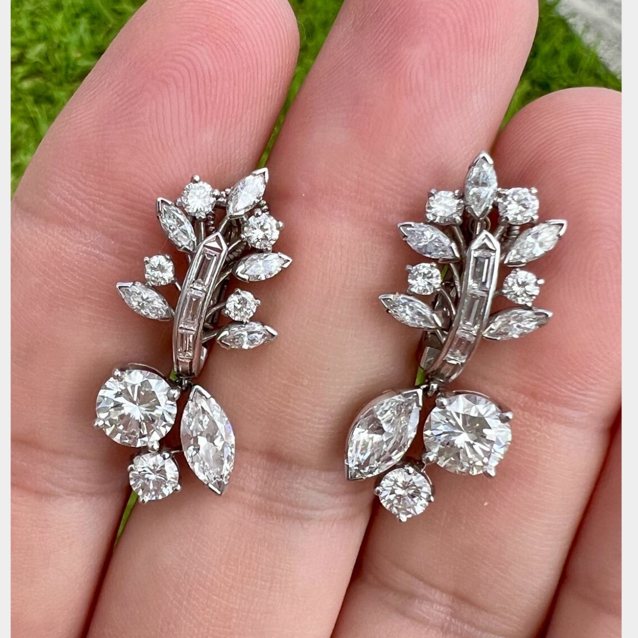 OSCAR HEYMAN 1950’s Platinum 5.00 Ct. Diamond Earrings