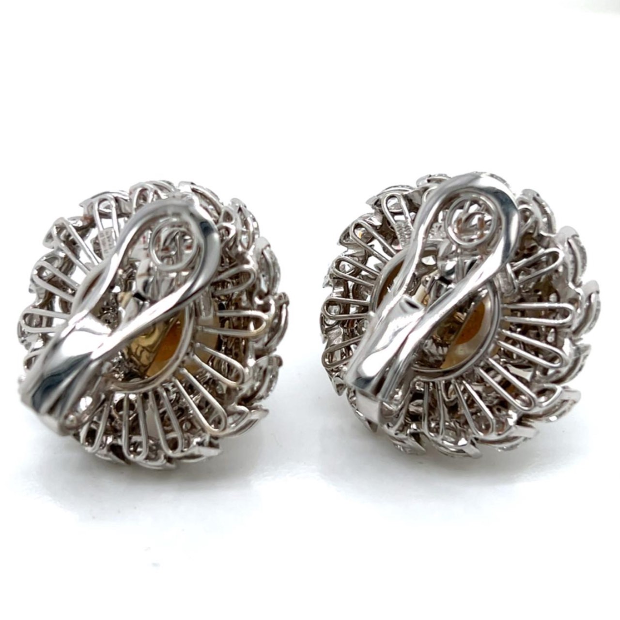 GIOVANNE 1960’s 18K White Gold South Sea Pearl & Diamond Earrings