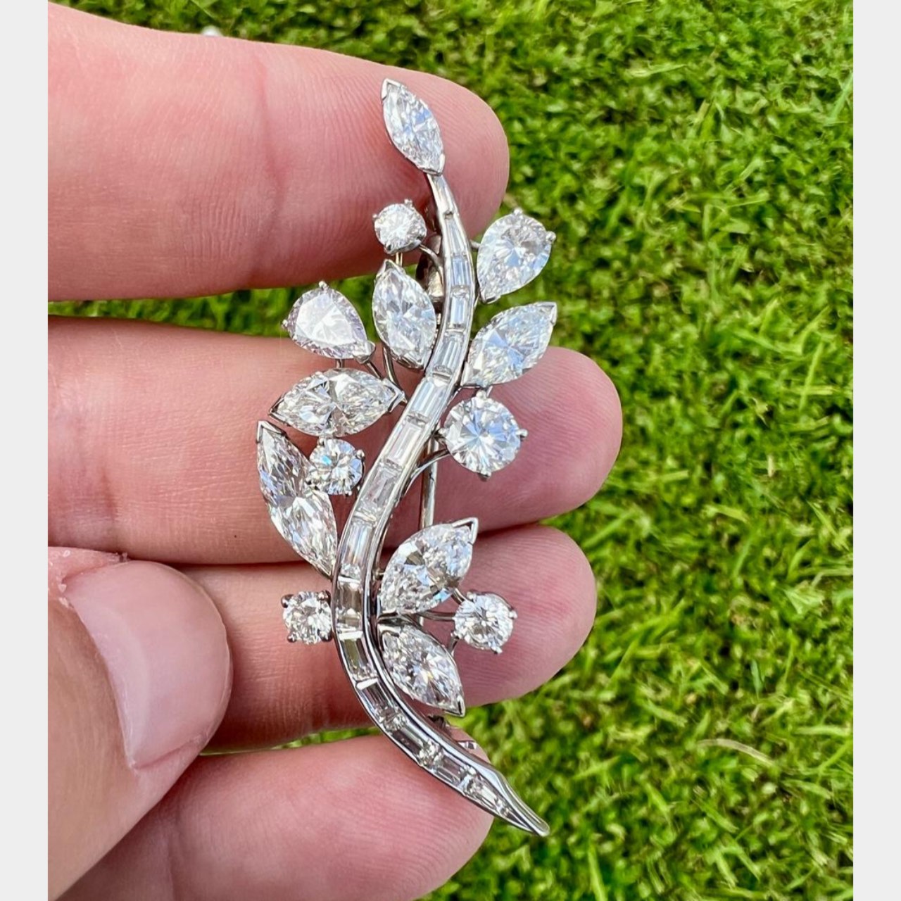 1950’s Oscar Heyman Platinum 8.20 Ct. Diamond Brooch