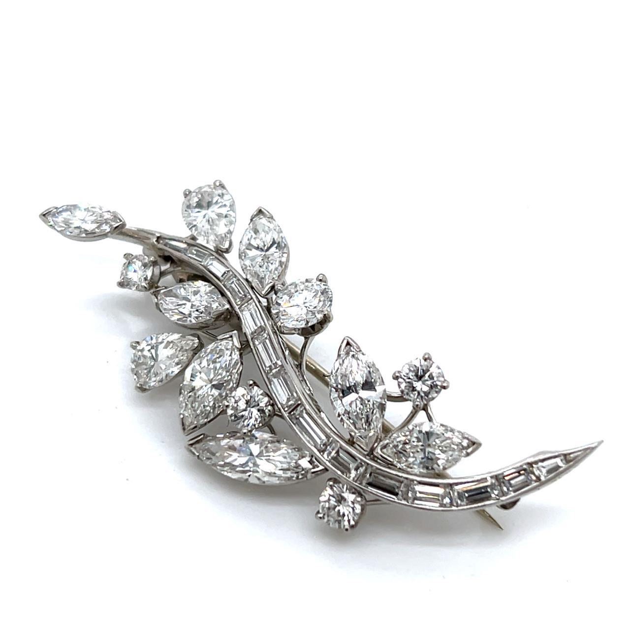 1950’s Oscar Heyman Platinum 8.20 Ct. Diamond Brooch