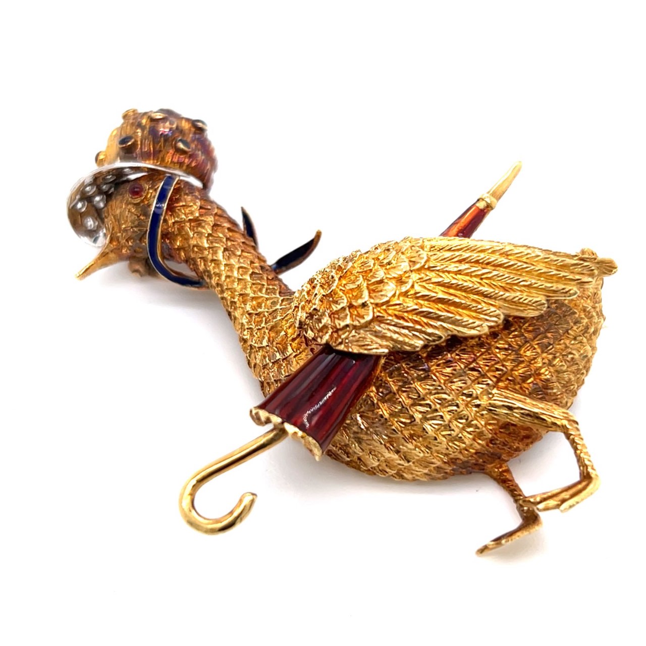 1960’s 18K Yellow Gold “Mother Goose” Diamond Brooch