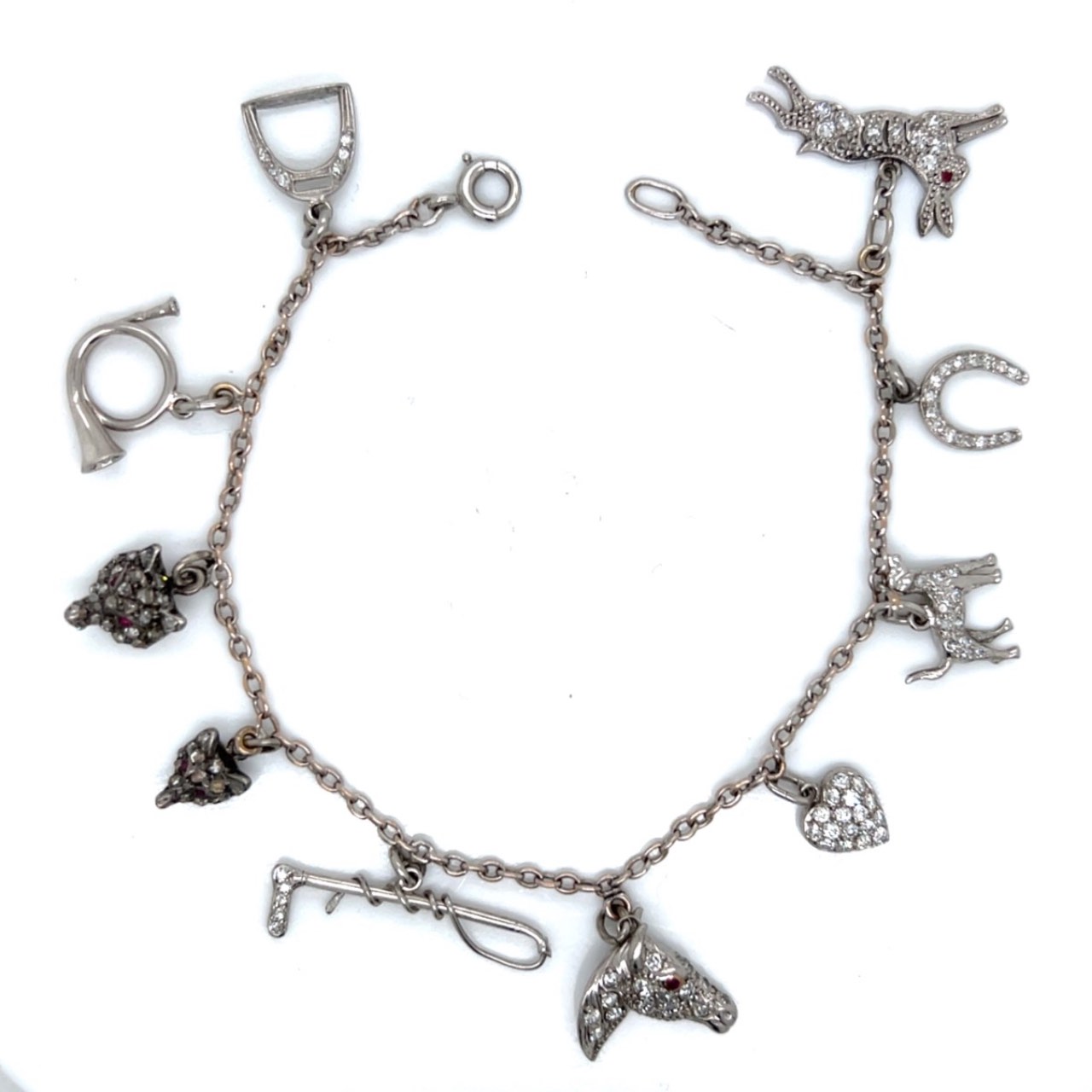 Art Deco Platinum Diamond Charm Bracelet