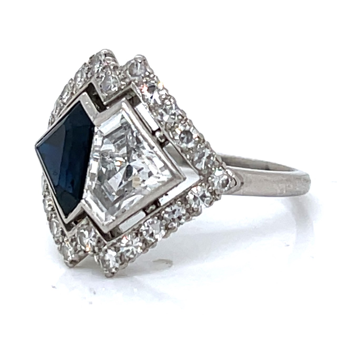 Art Deco Platinum Diamond & Sapphire Ring