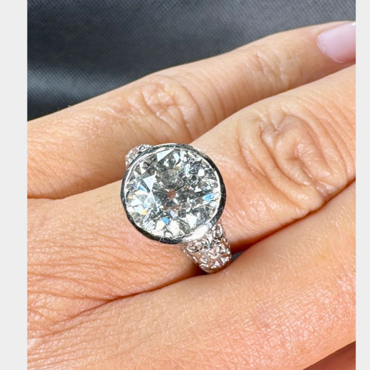 Art Deco Platinum 6.14 Ct. Diamond Ring - Image 4