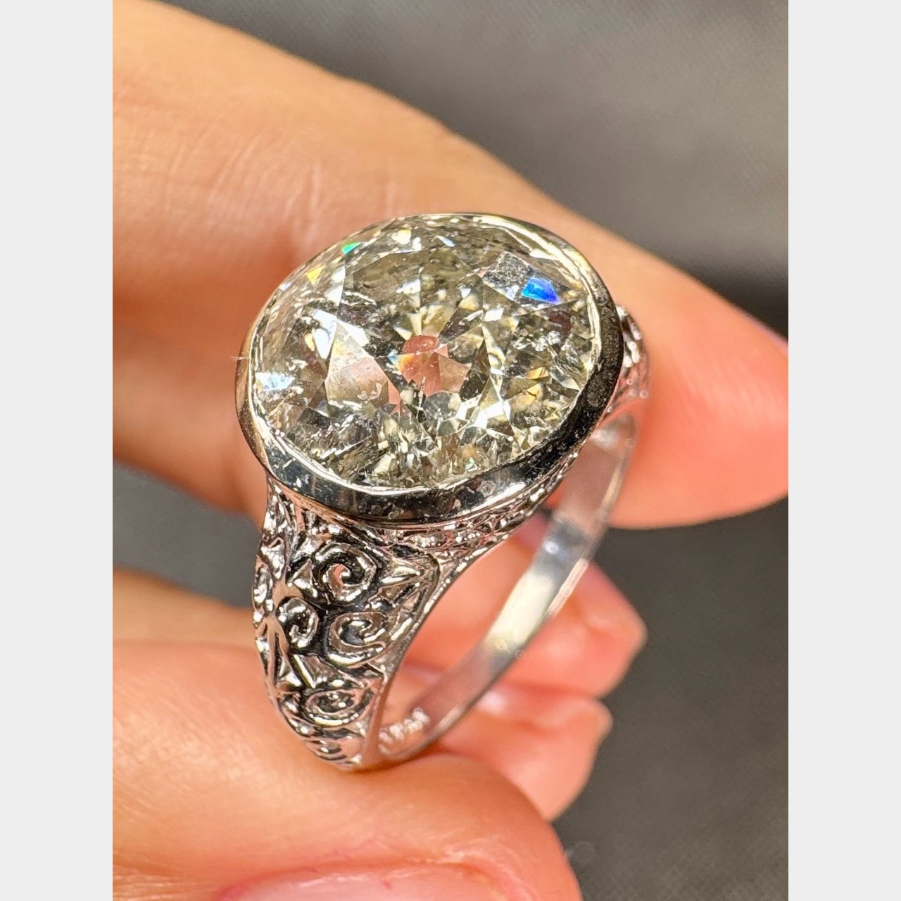 Art Deco Platinum 6.14 Ct. Diamond Ring - Image 5