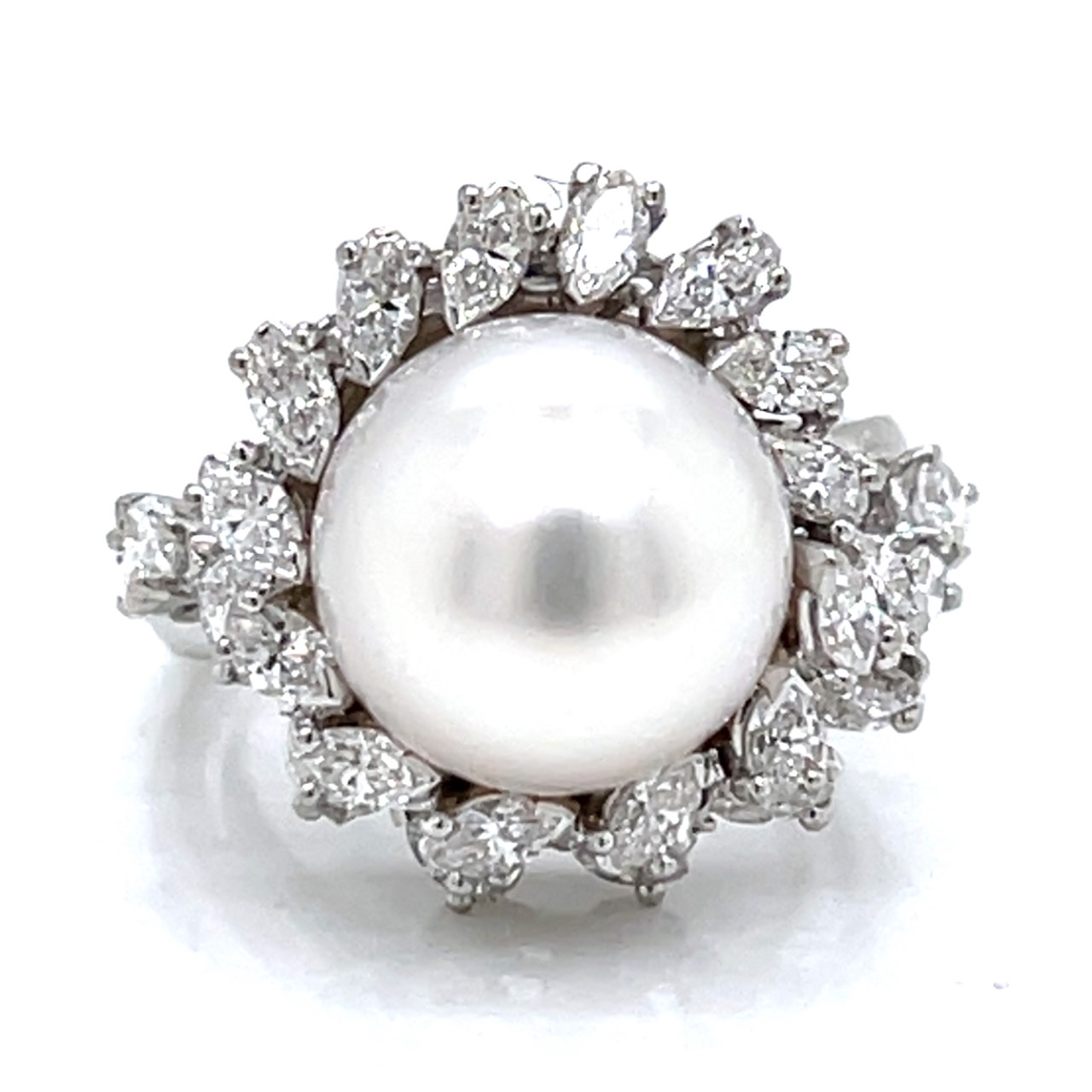 1960’s French Platinum South Sea Pearl & Diamond Ring