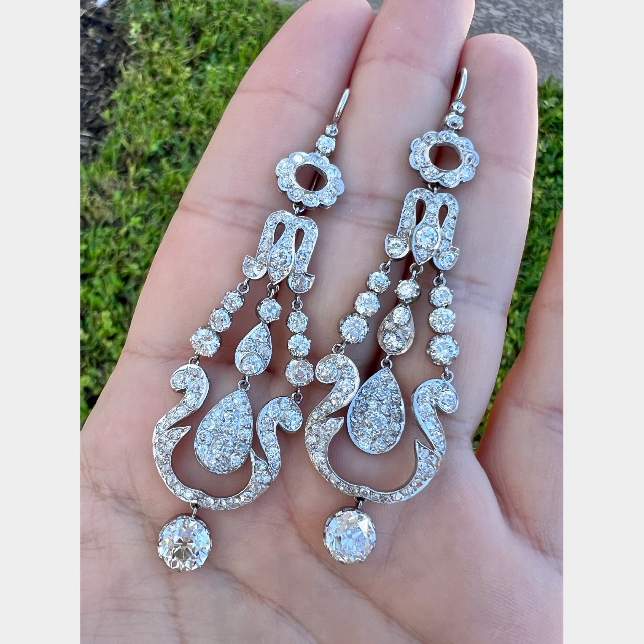 Platinum 13.50 Ct. Diamond Chandelier Earrings