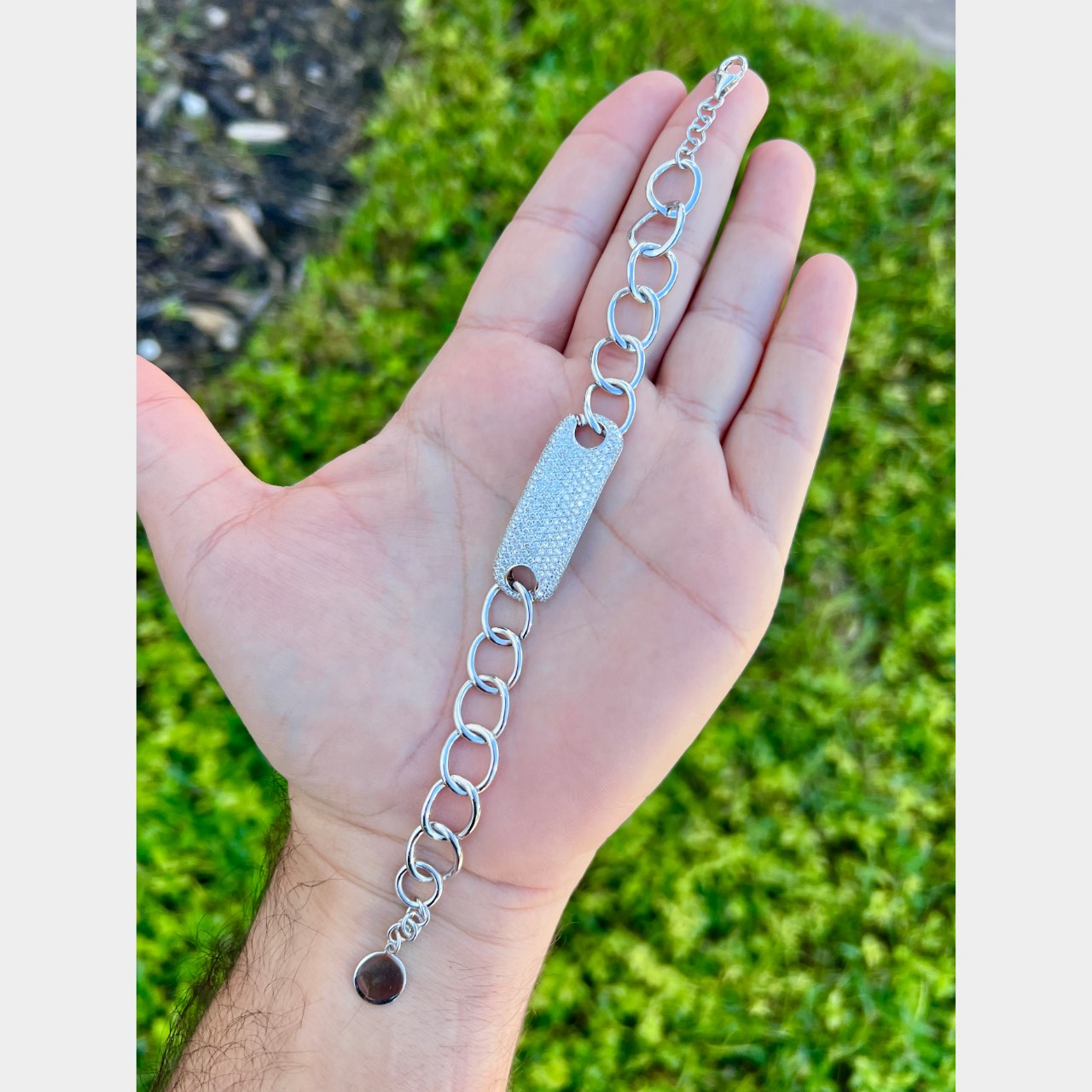 18K White Gold Diamond ID Bracelet