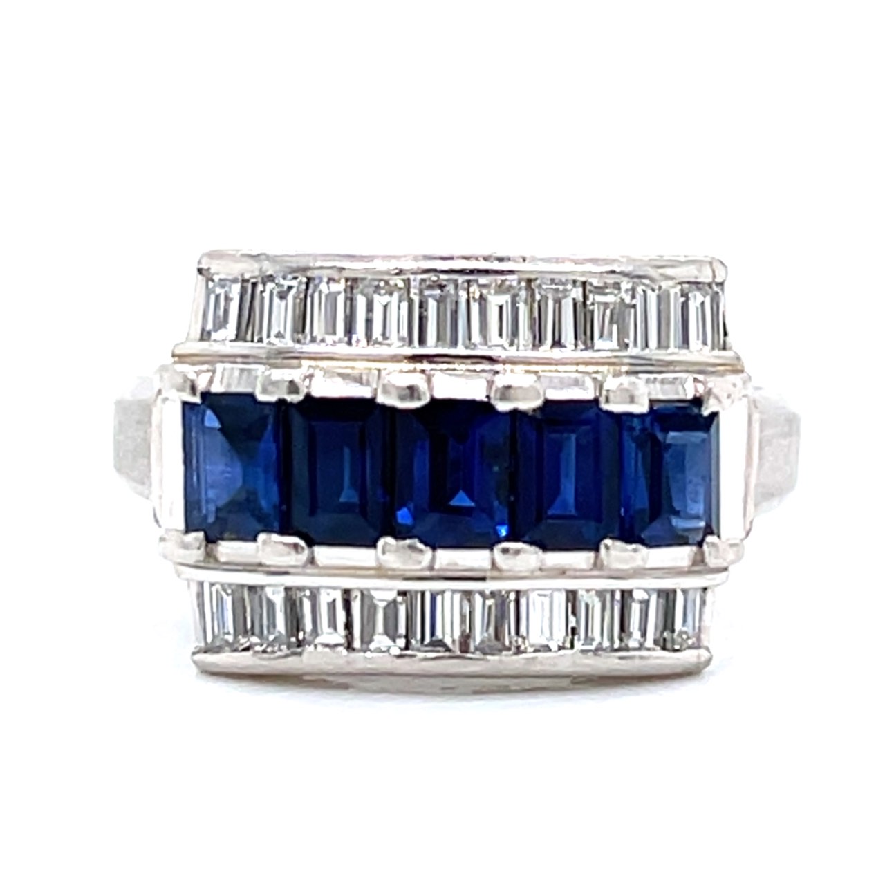 Platinum Sapphire & Diamond Ring