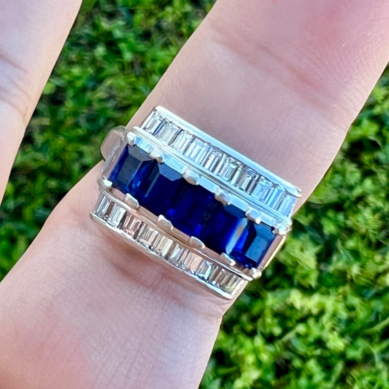 Platinum Sapphire & Diamond Ring