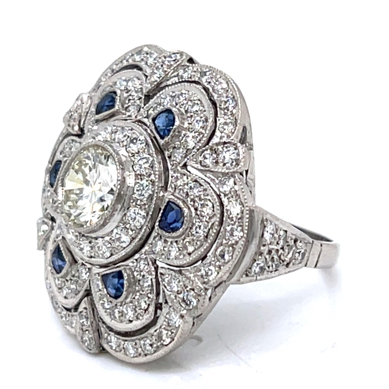 Platinum Diamond & Sapphire Ring