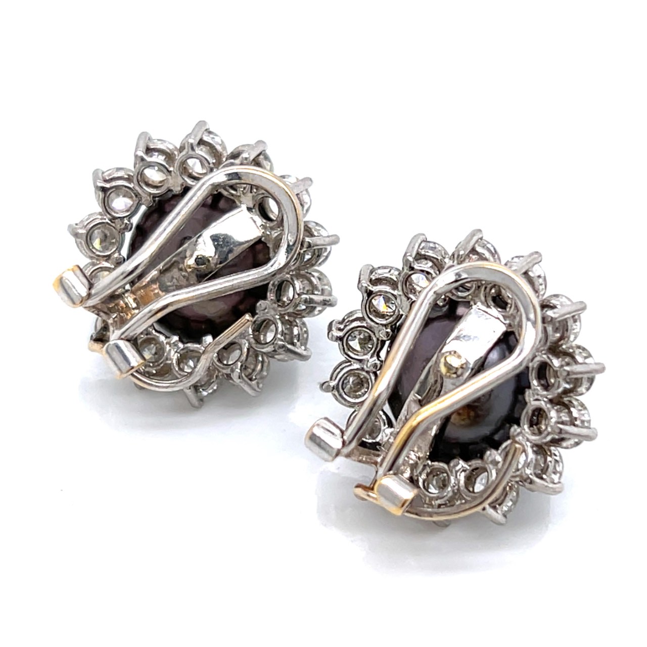 18K White Gold South Sea Pearl & Diamond Clip Earrings