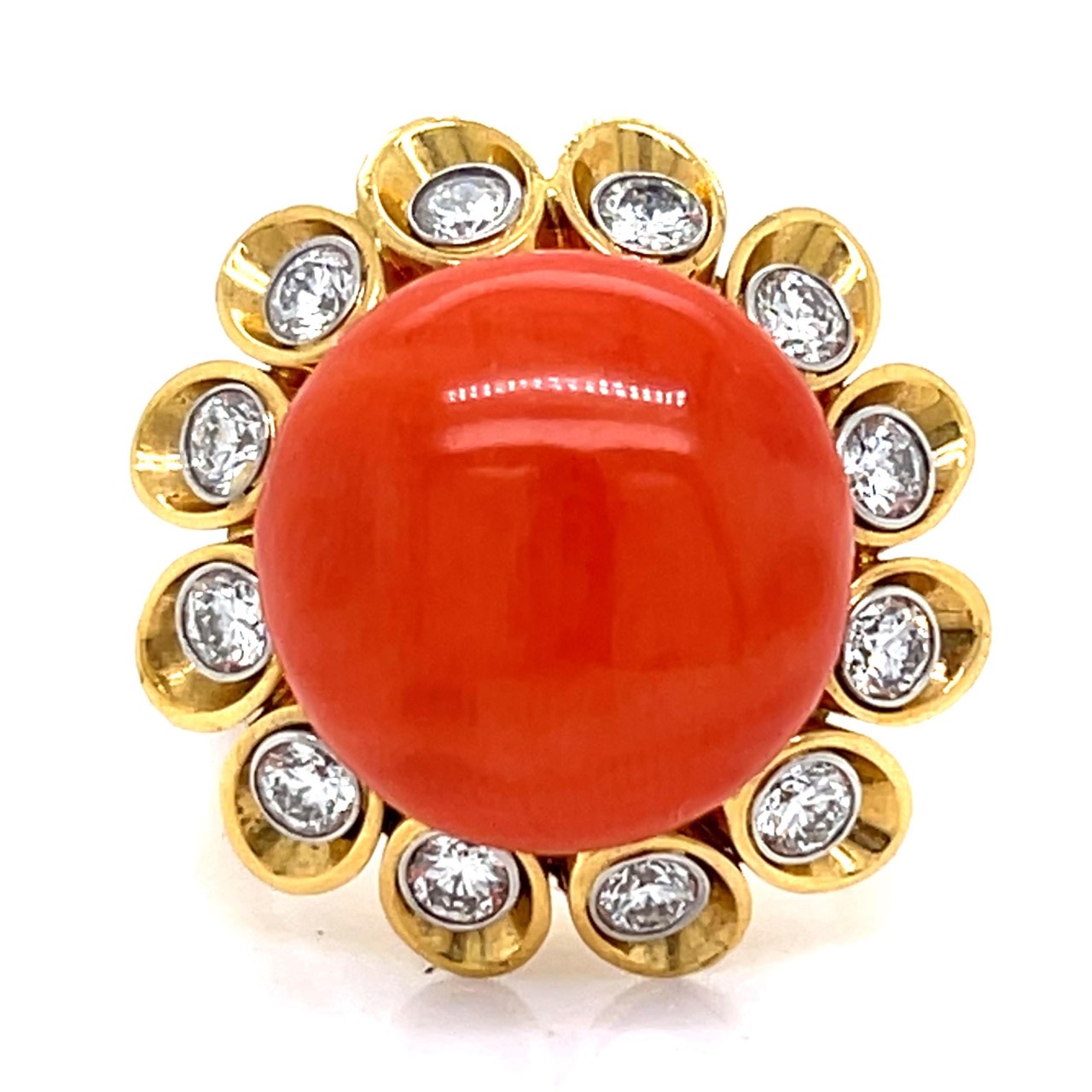 ALLETTO BROTHERS 18K & Platinum Coral and Diamond Ring