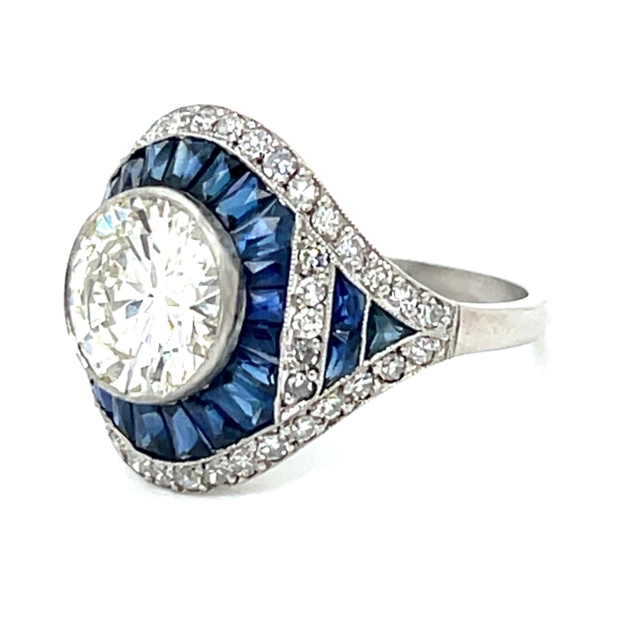 Platinum 2.55 Ct. Diamond & Sapphire Ring - Image 2