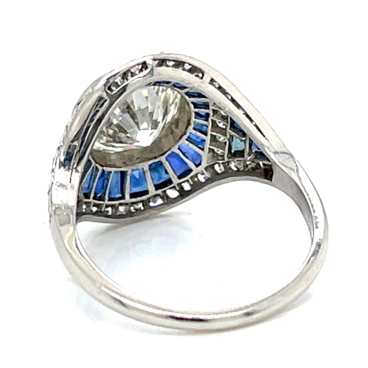 Platinum 2.55 Ct. Diamond & Sapphire Ring - Image 3