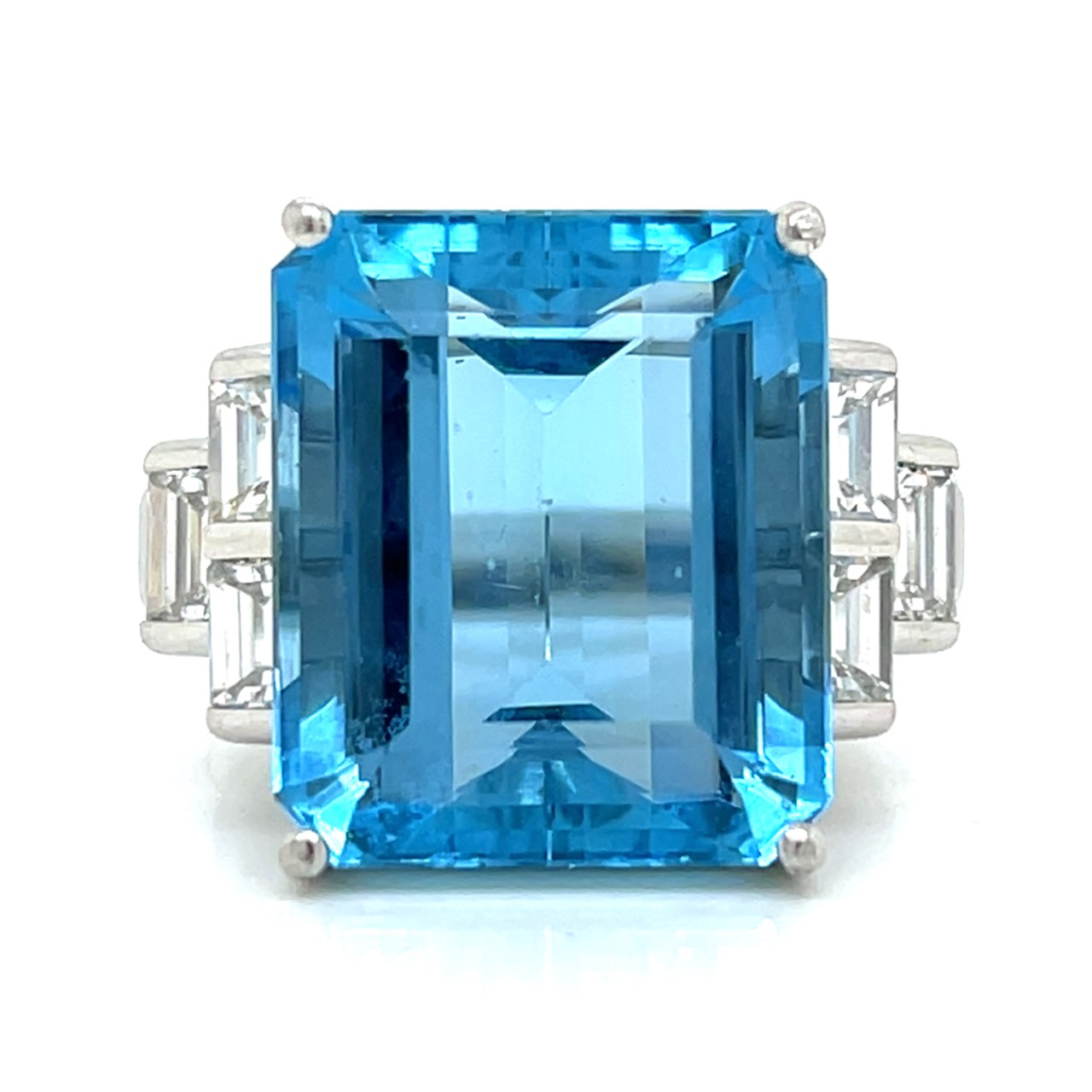 Platinum 22.14 Santa Maria Aquamarine & Diamond Ring