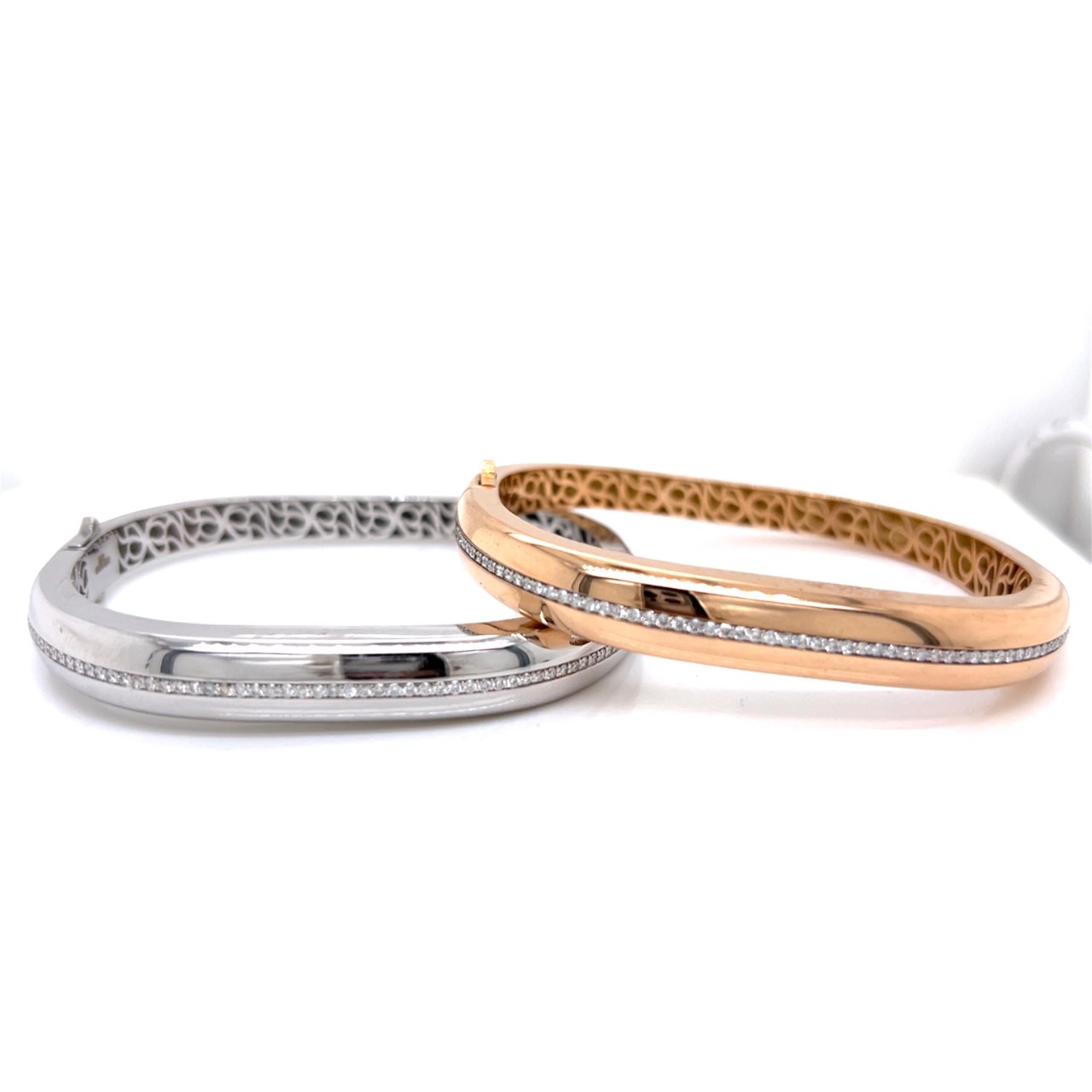 18K White and Rose Gold Bangles Set