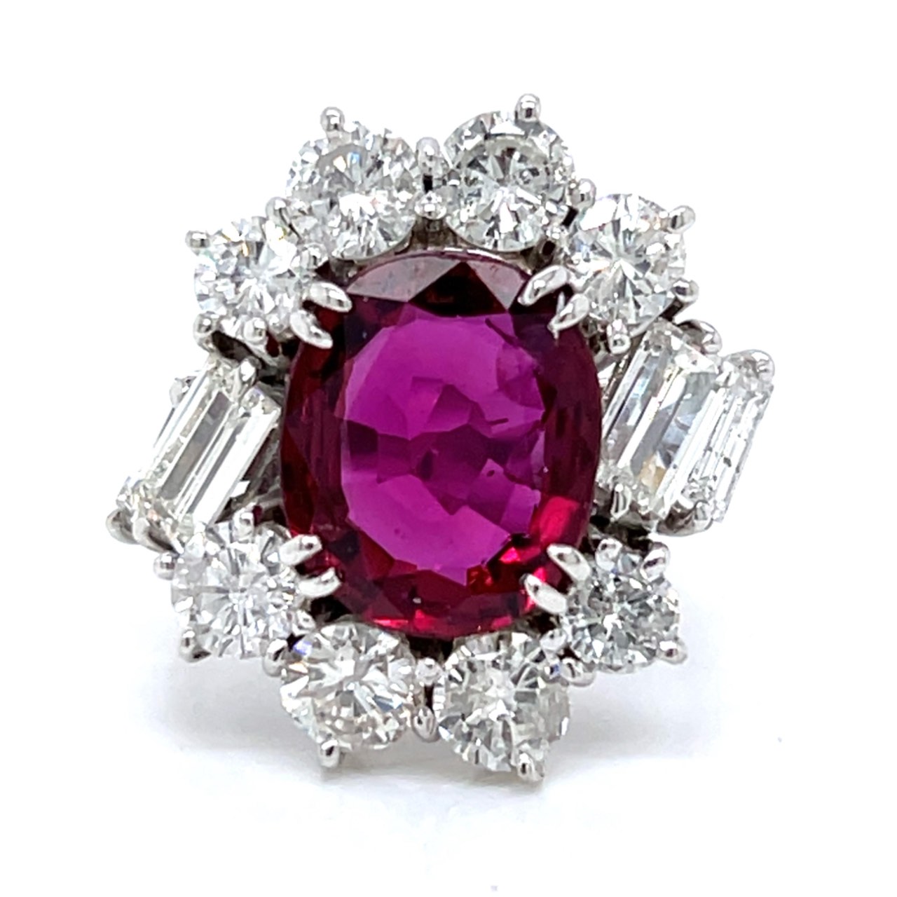 1960’s 18K White Gold AGL Certifified Ruby & Diamond Ring