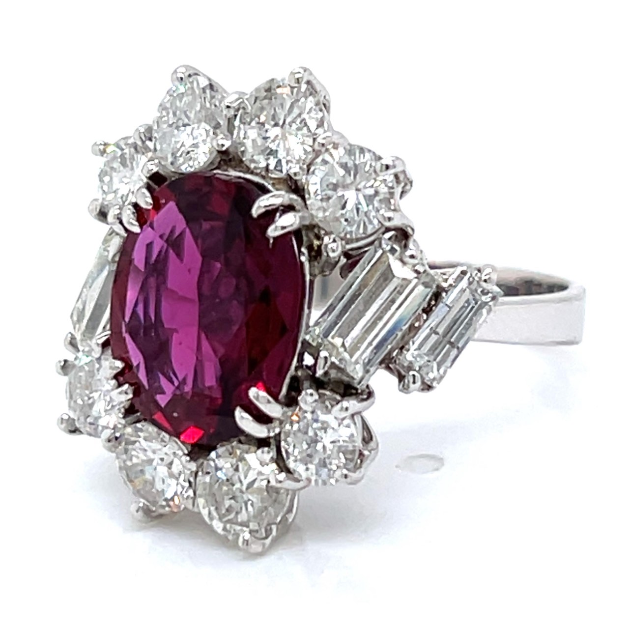 1960’s 18K White Gold AGL Certifified Ruby & Diamond Ring - Image 2