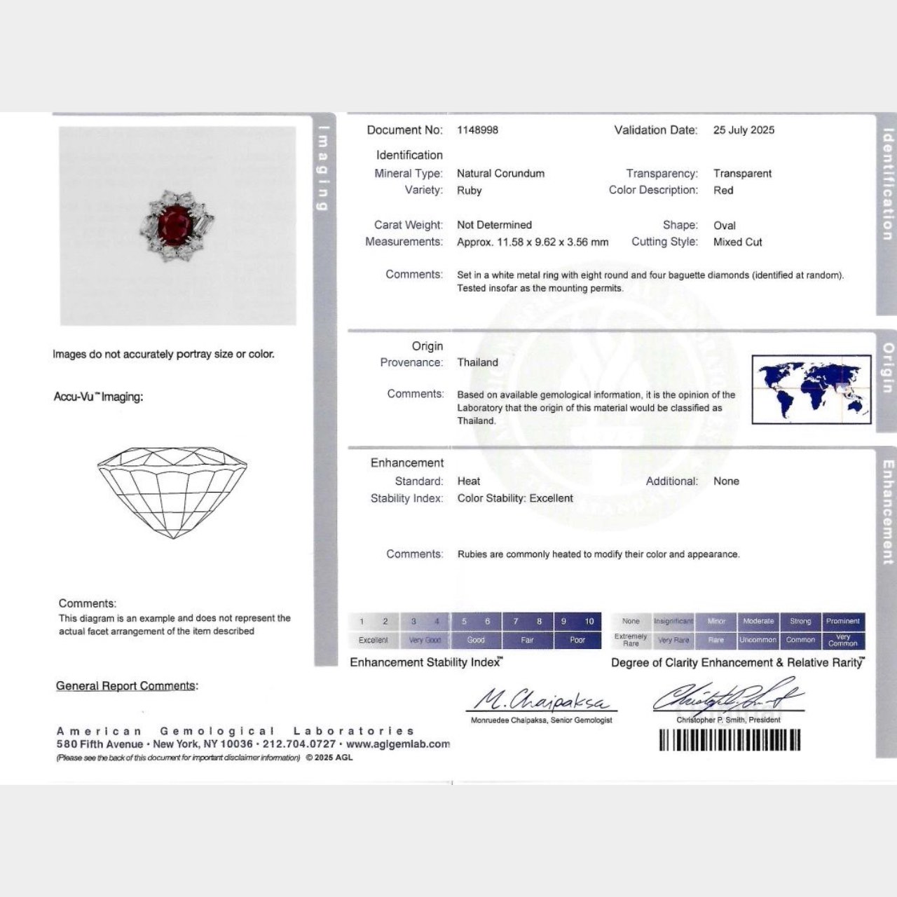 1960’s 18K White Gold AGL Certifified Ruby & Diamond Ring - Image 5