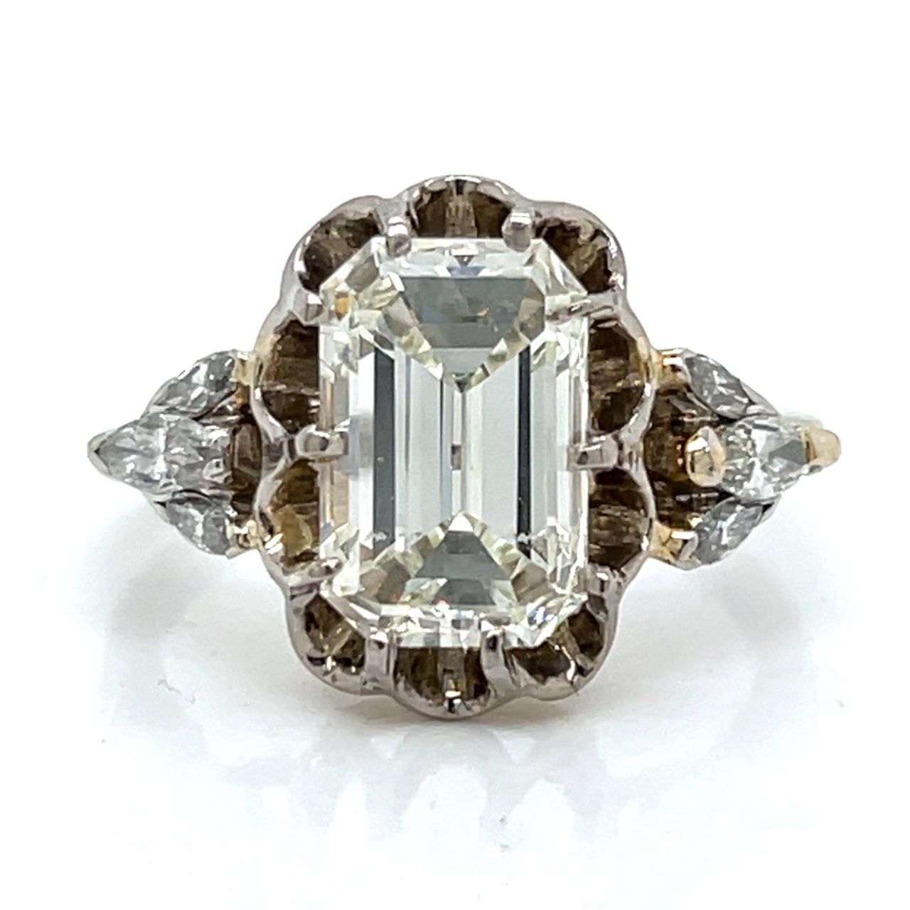 Art Deco Platinum & 18K GIA Certified 3.13 Ct. Diamond Ring