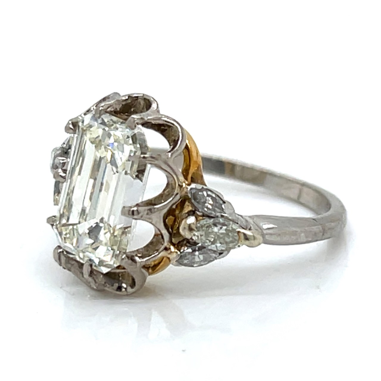 Art Deco Platinum & 18K GIA Certified 3.13 Ct. Diamond Ring - Image 2