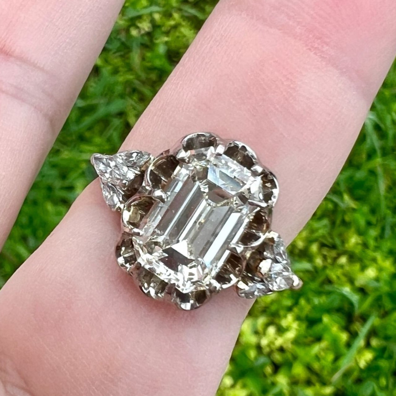 Art Deco Platinum & 18K GIA Certified 3.13 Ct. Diamond Ring - Image 4