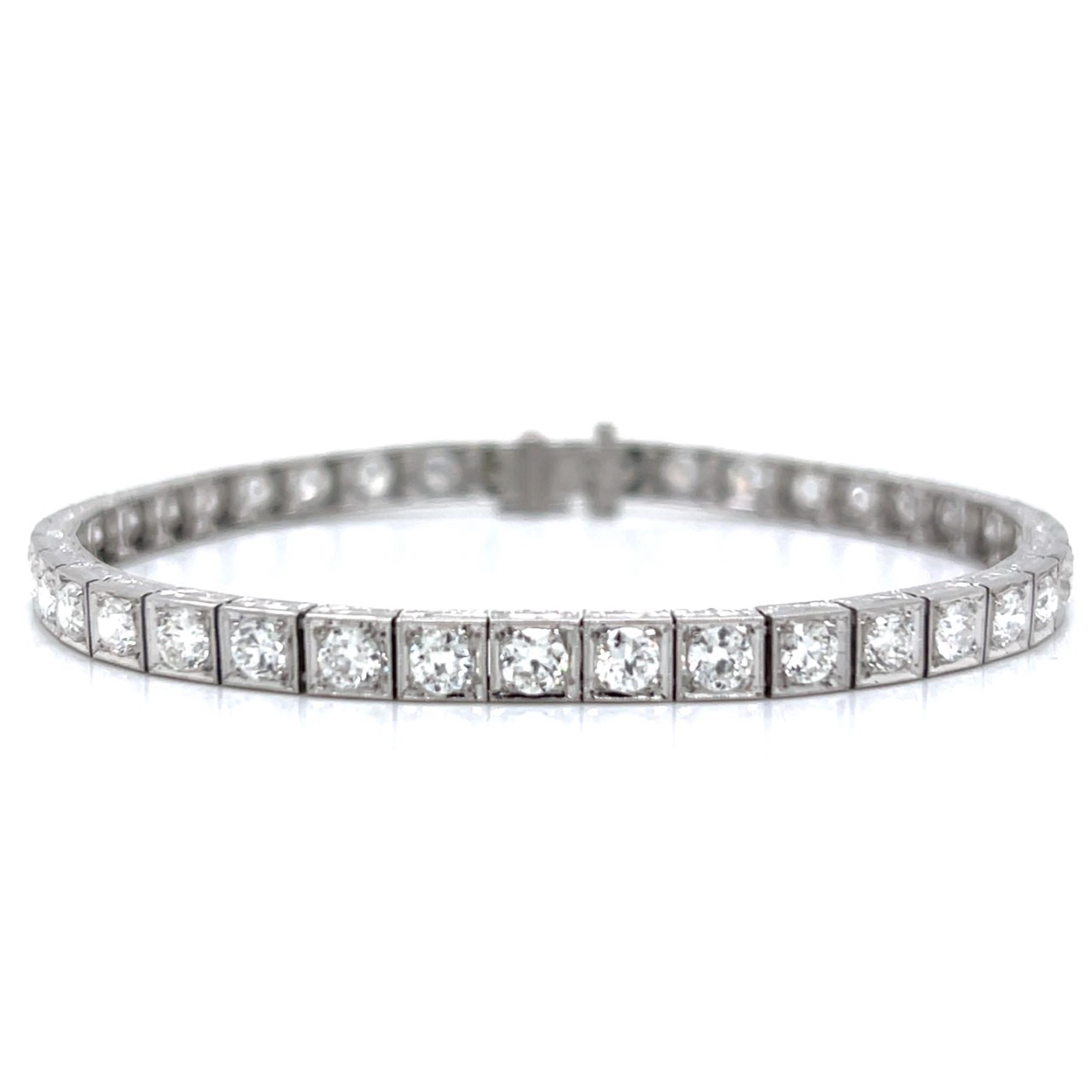 Art Deco Platinum 5.20 Ct. Diamond Tennis Bracelet