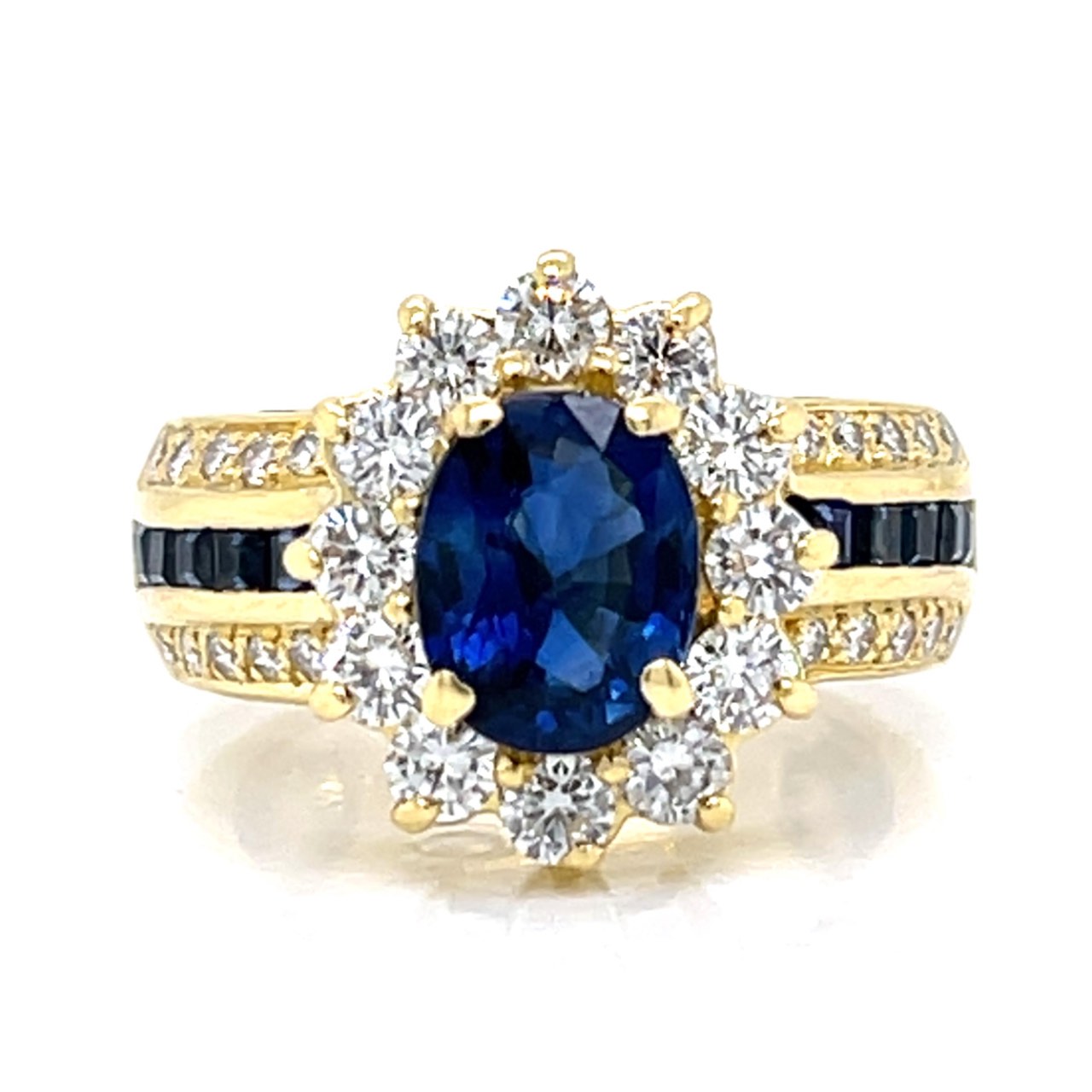 18K Yellow Gold Sapphire & Diamond Ring