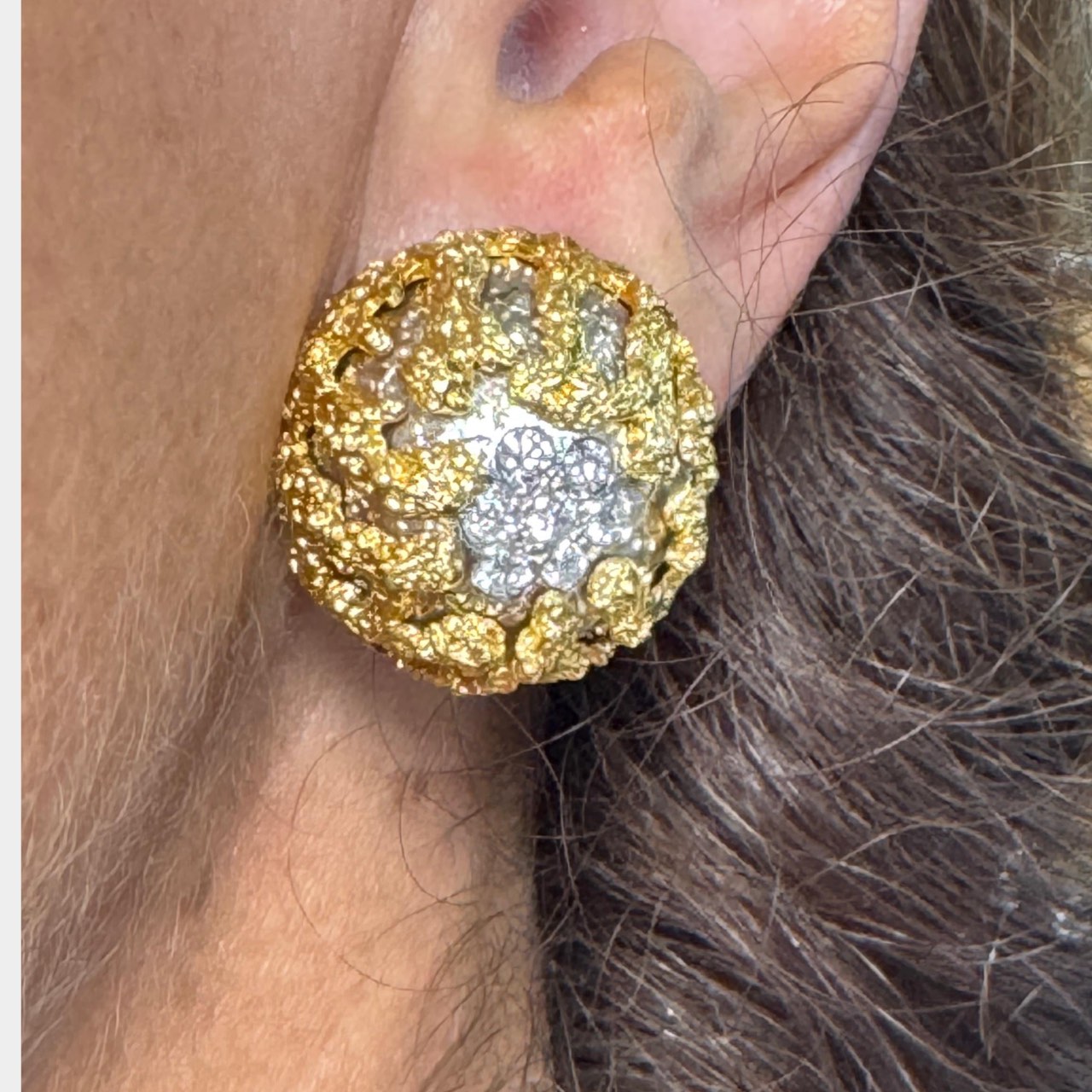 1960’s 18K Yellow Gold Diamond Earrings