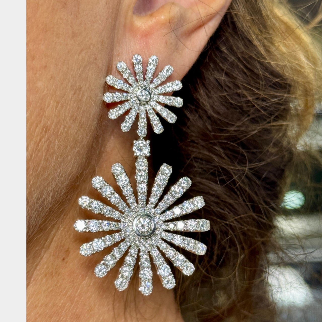 18K White Gold 13.20 Ct. Diamond Earrings