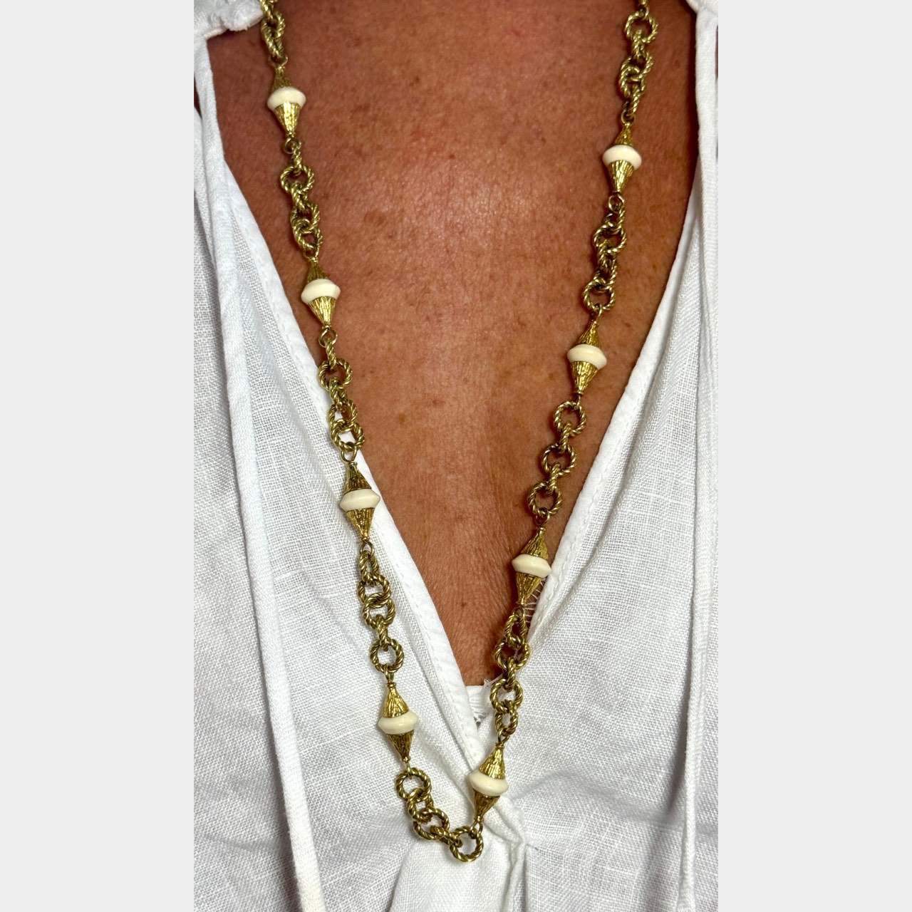 1960’s TIFFANY & CO. 18K Yellow Gold Bone Necklace
