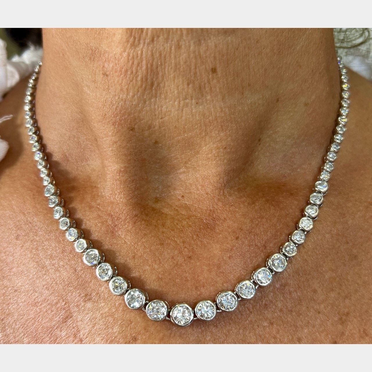 Platinum 11.00 Ct. Graduated Diamond Necklace