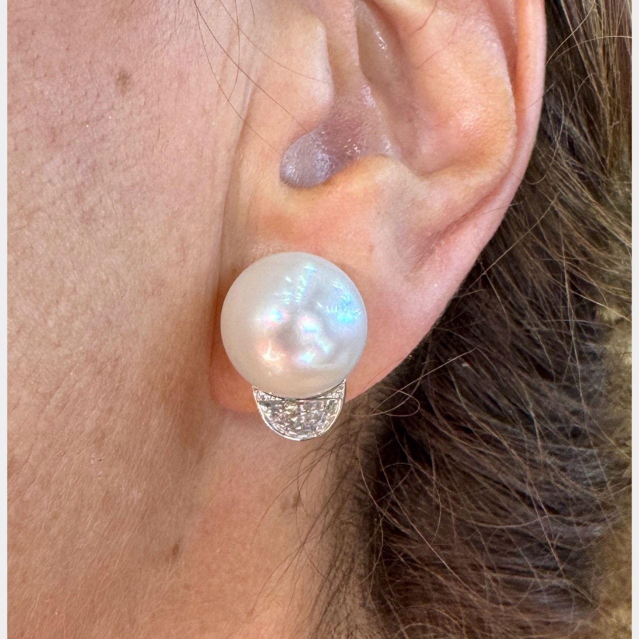 Platinum South Sea Pearl & Diamond Earrings