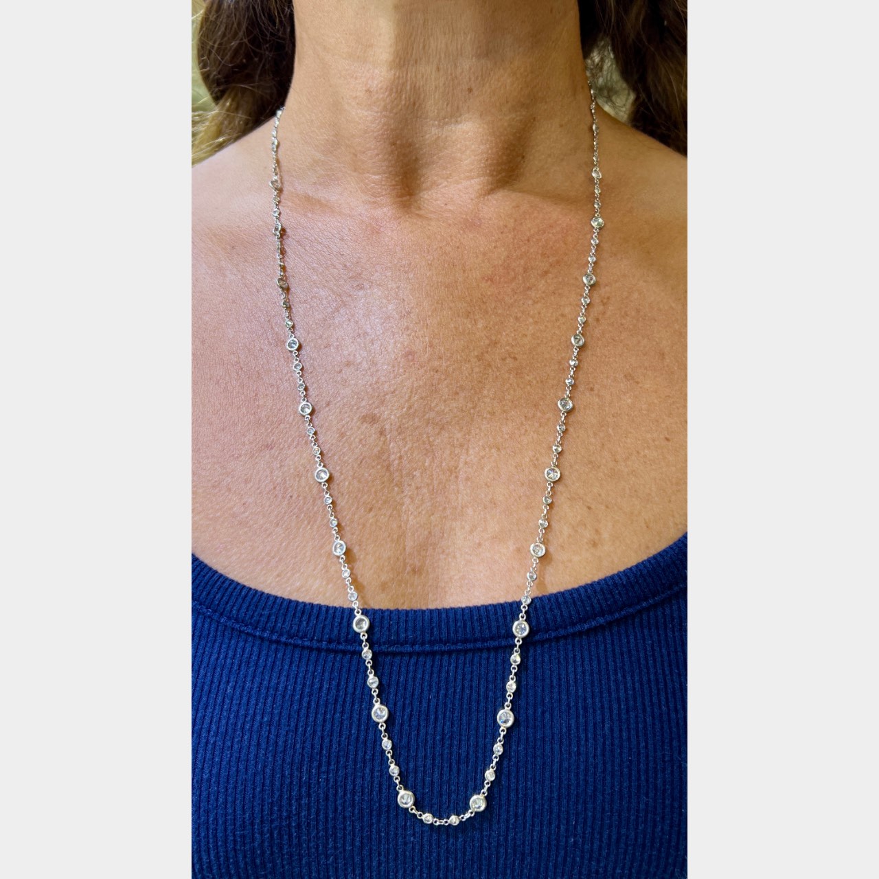 Platinum 9.00 Ct. Diamond by the Yard Necklace